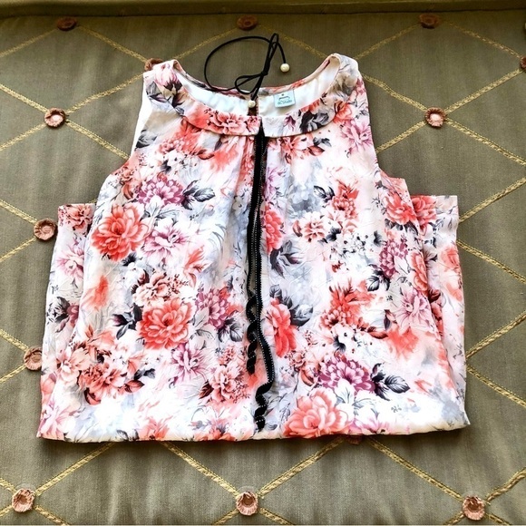 Retro Y2K Dress Floral Orange Multi with Peter Pan Collar & Black Velvet Tie (S) - Picture 6 of 9